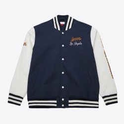 LA Lakers Navy and White Fleece Varsity Jacket LA Lakers Navy and White Fleece Varsity Jacket