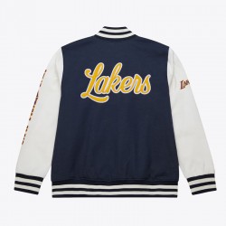 LA Lakers Navy and White Fleece Varsity Jacket LA Lakers Navy and White Fleece Varsity Jacket