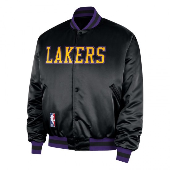 LA Lakers Remix Courtside Black Bomber Jacket