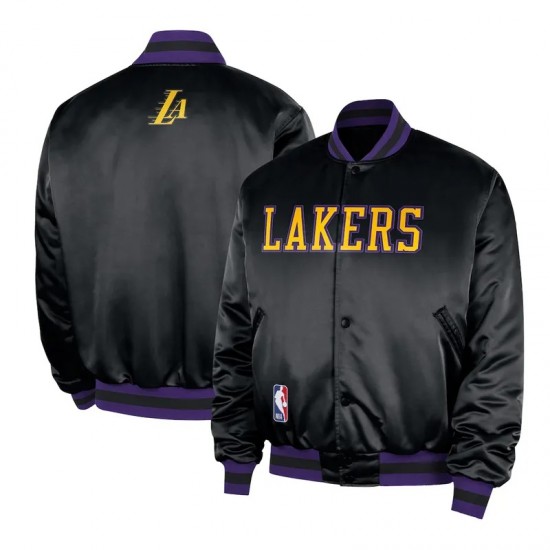 LA Lakers Remix Courtside Black Bomber Jacket