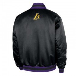 LA Lakers Remix Courtside Black Bomber Jacket LA Lakers Remix Courtside Black Bomber Jacket