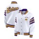 LA Lakers Snap Front White Fleece Jacket