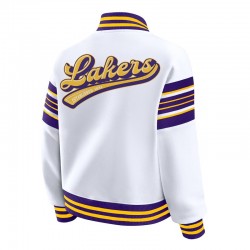LA Lakers Snap Front White Fleece Jacket LA Lakers Snap Front White Fleece Jacket