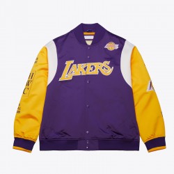 LA Lakers Team Origins Purple Satin Jacket LA Lakers Team Origins Purple Satin Jacket