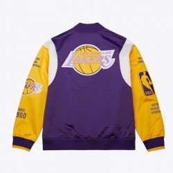 LA Lakers Team Origins Purple Satin Jacket LA Lakers Team Origins Purple Satin Jacket