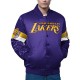 LA Lakers Triple Option Varsity Full-Snap Satin Jacket LA Lakers Triple Option Varsity Full-Snap Satin Jacket