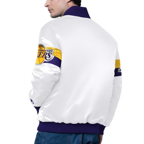 LA Lakers Triple Option Varsity Full-Snap Satin Jacket