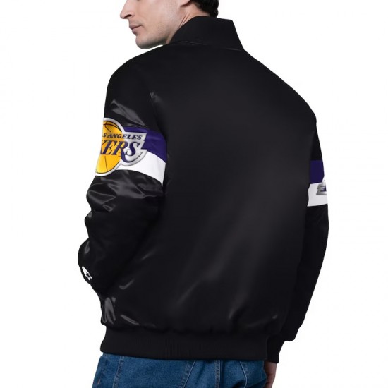 LA Lakers Triple Option Varsity Full-Snap Satin Jacket