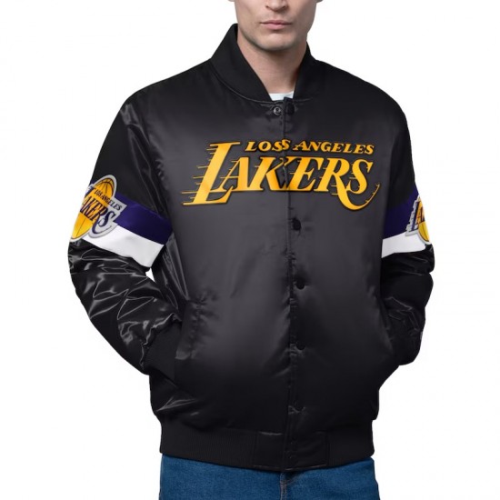 LA Lakers Triple Option Varsity Full-Snap Satin Jacket