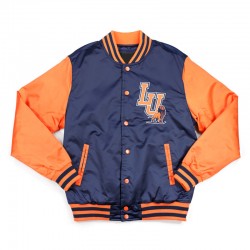 Langston University Navy and Orange Baseball Jacket Langston University Navy and Orange Baseball Jacket