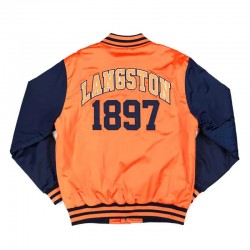 Langston University Orange and Navy Baseball Jacket Langston University Orange and Navy Baseball Jacket