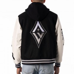 Las Vegas Aces Black Varsity Jacket with Hood Las Vegas Aces Black Varsity Jacket with Hood