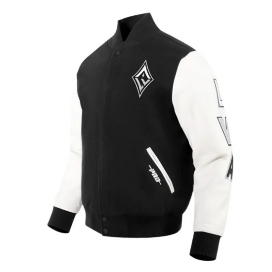 Las Vegas Aces Classic Chenille Black and White Varsity Jacket Las Vegas Aces Classic Chenille Black and White Varsity Jacket