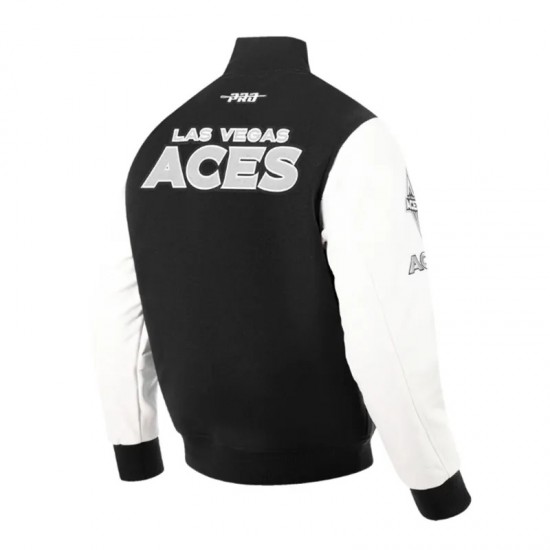 Las Vegas Aces Classic Chenille Black and White Varsity Jacket Las Vegas Aces Classic Chenille Black and White Varsity Jacket