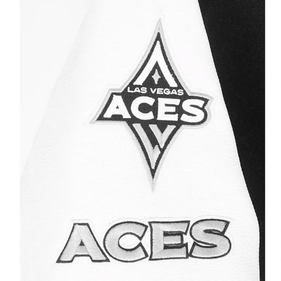 Las Vegas Aces Classic Chenille Black and White Varsity Jacket Las Vegas Aces Classic Chenille Black and White Varsity Jacket