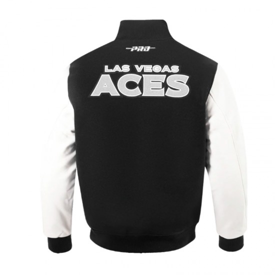 Las Vegas Aces Classic Chenille Black and White Varsity Jacket Las Vegas Aces Classic Chenille Black and White Varsity Jacket