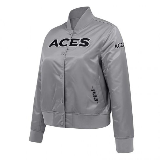 Las Vegas Aces Grey Satin Jacket Las Vegas Aces Grey Satin Jacket