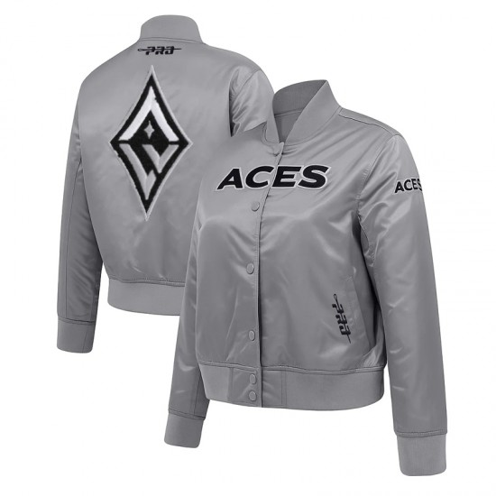 Las Vegas Aces Grey Satin Jacket Las Vegas Aces Grey Satin Jacket
