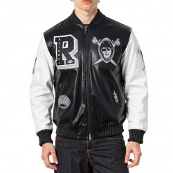 Las Vegas Raiders Best Of Men's Leather Varsity Jacket Las Vegas Raiders Best Of Men's Leather Varsity Jacket