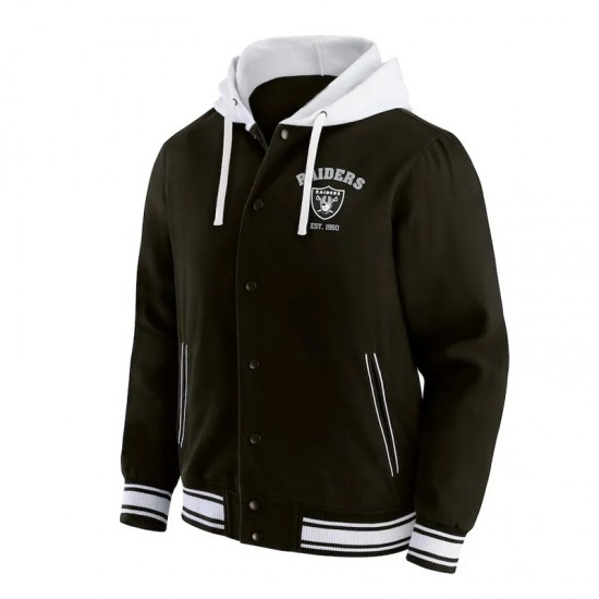Las Vegas Raiders Black Cotton Hooded Jacket Las Vegas Raiders Black Cotton Hooded Jacket