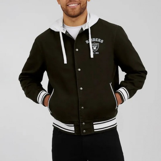 Las Vegas Raiders Black Cotton Hooded Jacket Las Vegas Raiders Black Cotton Hooded Jacket