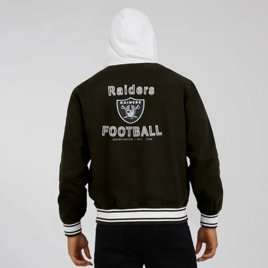 Las Vegas Raiders Black Cotton Hooded Jacket Las Vegas Raiders Black Cotton Hooded Jacket