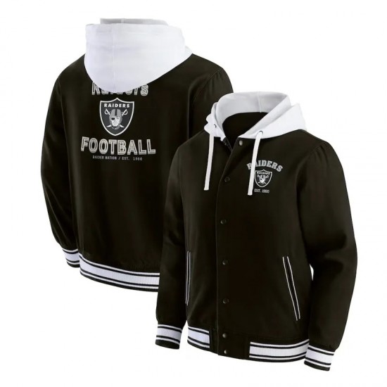Las Vegas Raiders Black Cotton Hooded Jacket Las Vegas Raiders Black Cotton Hooded Jacket