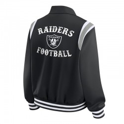 Las Vegas Raiders Lightweight Black Varsity Satin Jacket Las Vegas Raiders Lightweight Black Varsity Satin Jacket