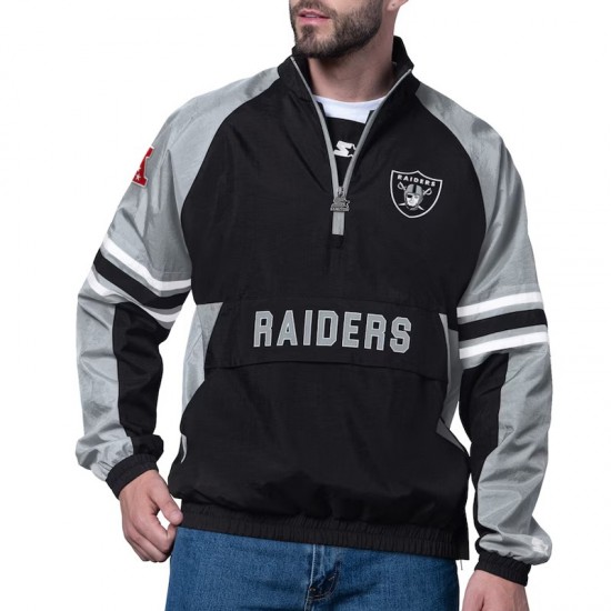 Las Vegas Raiders Prospect Black Half-Zip Pullover Jacket Las Vegas Raiders Prospect Black Half-Zip Pullover Jacket