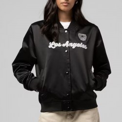 Las Vegas Raiders Throwback Graphics Black Satin Jacket - Unisex | Free Ship