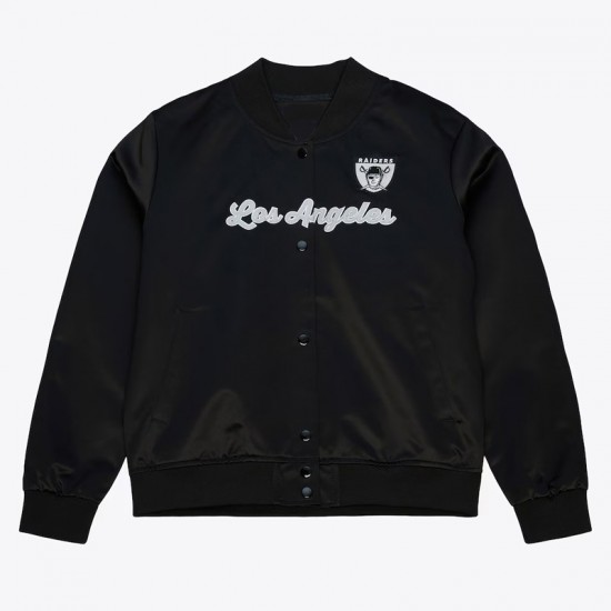 Las Vegas Raiders Throwback Graphics Black Satin Jacket Unisex Las Vegas Raiders Throwback Graphics Black Satin Jacket Unisex