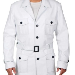 Legion Oliver Bird White Genuine Leather Jacket  Legion Oliver Bird White Genuine Leather Jacket