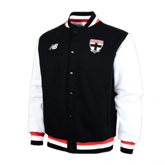 Lifestyle City St Kilda Saints Black and White Varsity Jacket Lifestyle City St Kilda Saints Black and White Varsity Jacket