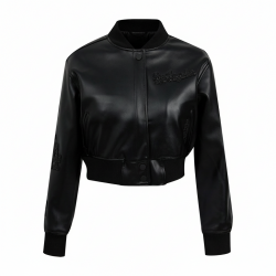 Los Angeles Dodgers Washed Crystalline Women's Cropped Leather Varsity Jacket Los Angeles Dodgers Washed Crystalline Women's Cropped Leather Varsity Jacket