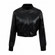 Los Angeles Dodgers Washed Crystalline Women's Cropped Leather Varsity Jacket