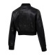 Los Angeles Dodgers Washed Crystalline Women's Cropped Leather Varsity Jacket