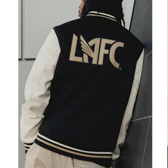 Los Angeles FC Black and White Letterman Jacket Los Angeles FC Black and White Letterman Jacket