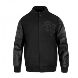 LA Rams Black Triple Varsity Wool and Leather Jacket LA Rams Black Triple Varsity Wool and Leather Jacket
