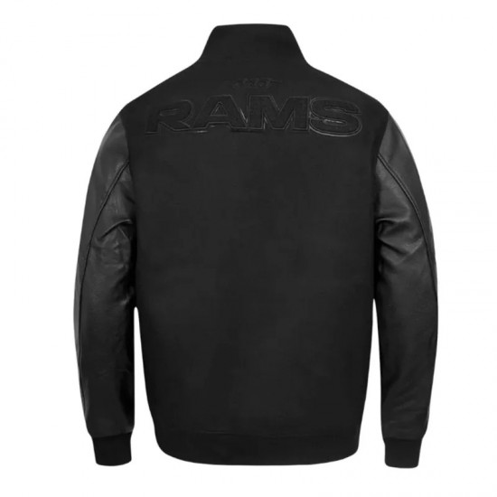 LA Rams Black Triple Varsity Wool and Leather Jacket LA Rams Black Triple Varsity Wool and Leather Jacket