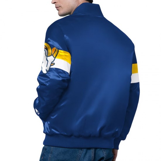 Los Angeles Rams Triple Option Varsity Satin Jacket Los Angeles Rams Triple Option Varsity Satin Jacket