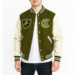 LS Pounders GTA 5 Olive Green and White Varsity Jacket LS Pounders GTA 5 Olive Green and White Varsity Jacket