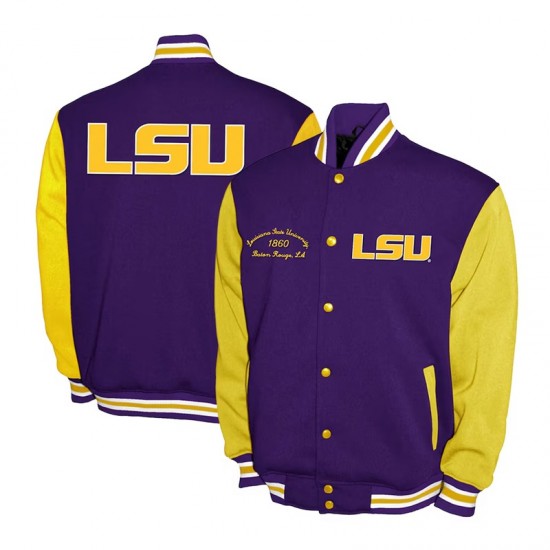 LSU Tigers Fleece Purple and Gold Varsity Jacket
