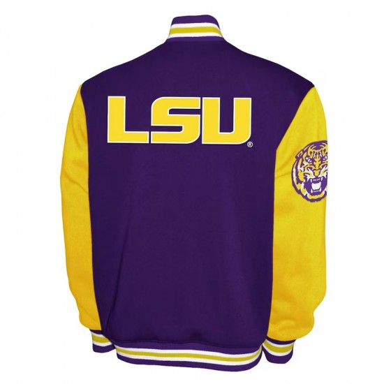 LSU Tigers Fleece Purple and Gold Varsity Jacket LSU Tigers Fleece Purple and Gold Varsity Jacket