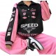 MakeMeChic Women's Color Block Letter Print Jacket - Oversized Button-Down Streetwear Coat