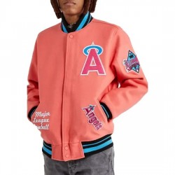 Mash Up Angels Peach Varsity Wool Jacket