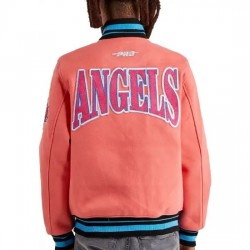 Mash Up Angels Peach Varsity Wool Jacket Mash Up Angels Peach Varsity Wool Jacket