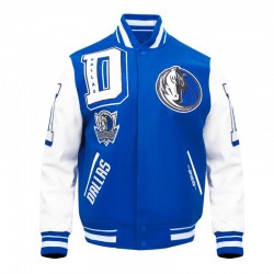 Mashup Dallas Mavericks Blue and White Varsity Jacket