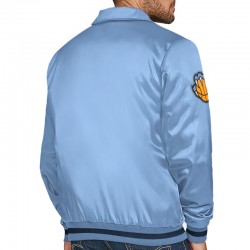 Memphis Grizzlies Stitch Applique Light Blue Satin Jacket