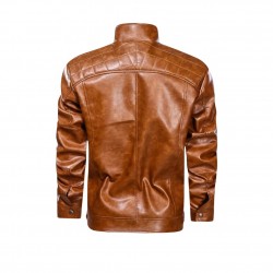 Men Brown Diamond Real Leather Jacket