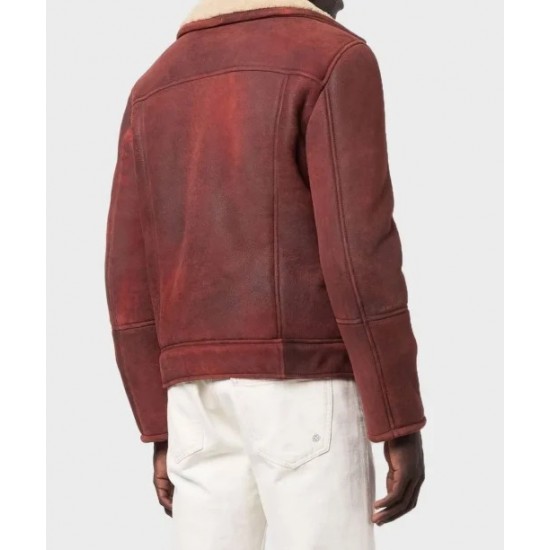 Men’s Aviator Burgundy Leather Jacket